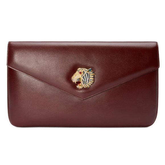 Gucci Rajah Leather Clutch in Burgundy - Picture 1 of 8